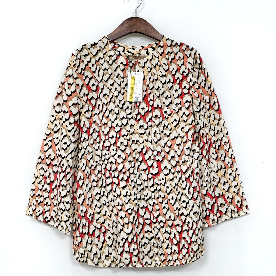 롱샴 실크 블라우스 코랄