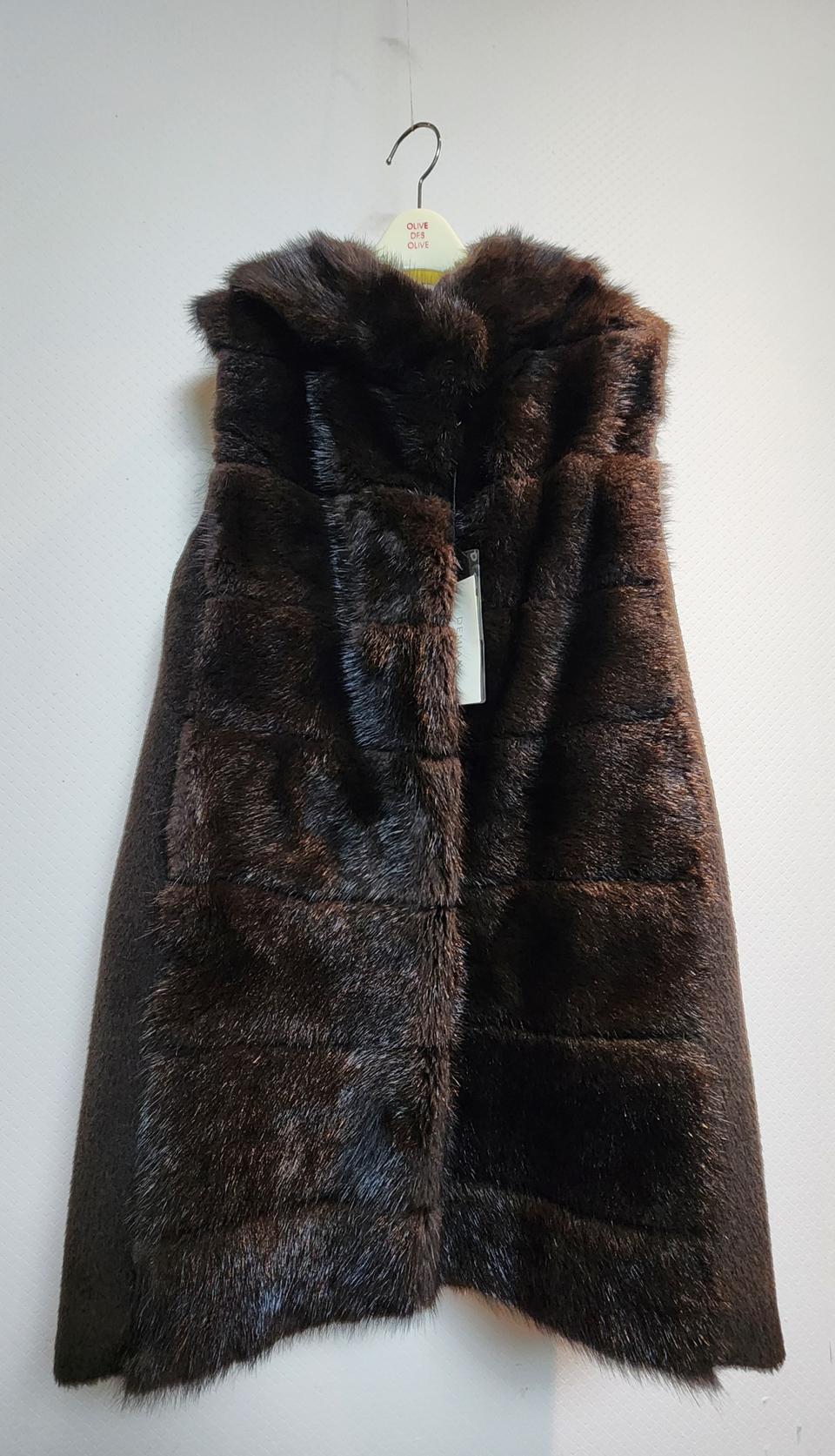 데미안 머스크랫 모피 알파카 모혼방 믹싱 베스트 55사이즈 새제품