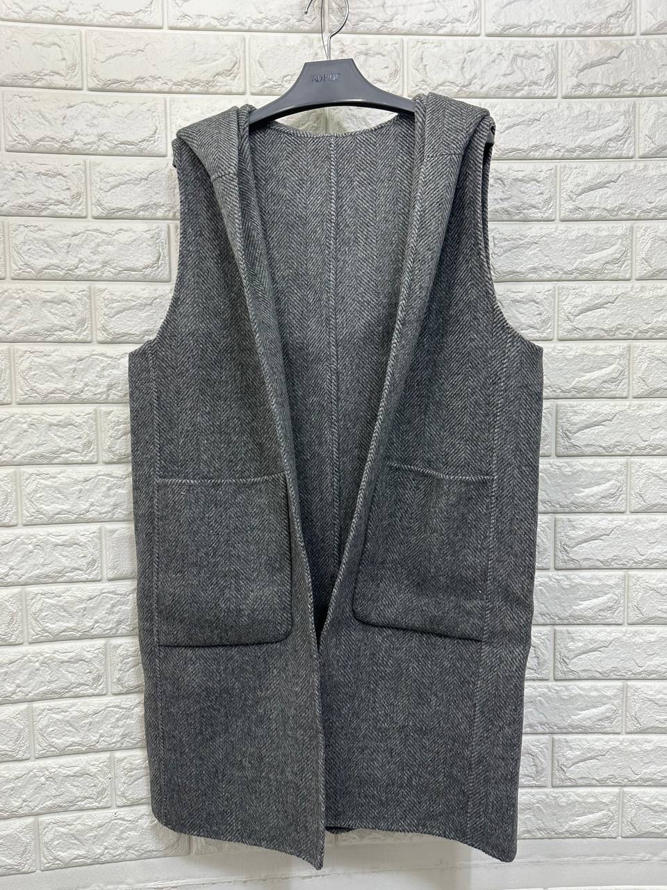 씨티지 후드 롱 조끼 S