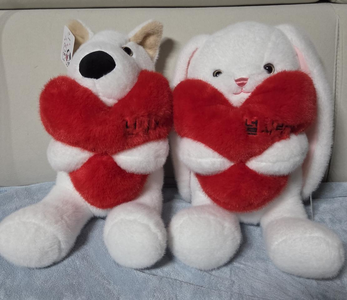 하트 강아지 토끼 인형
