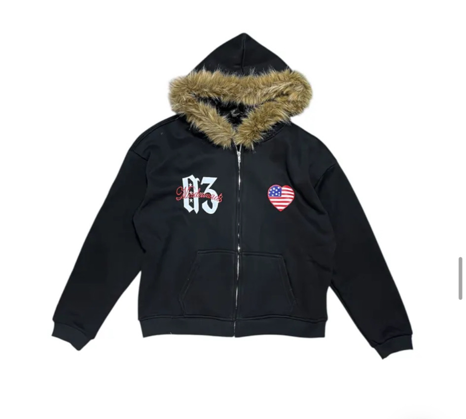 유니크 퍼 후드집업