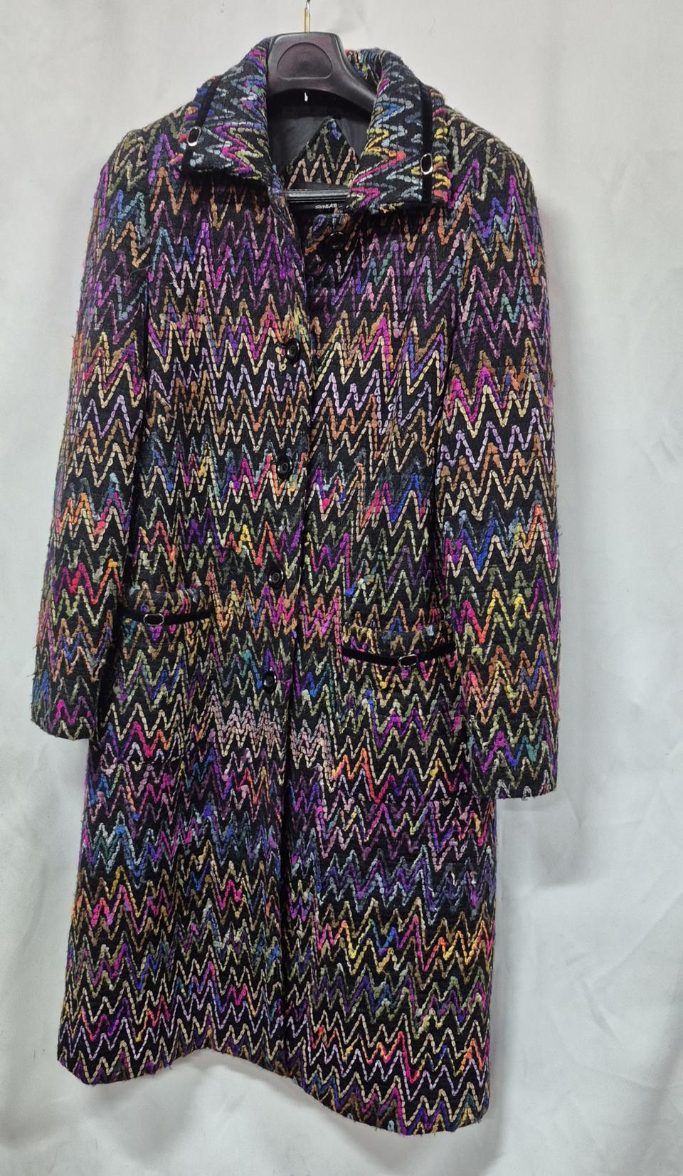 허윤정 여성 컬러 지그재그 패턴 롱 코트 66