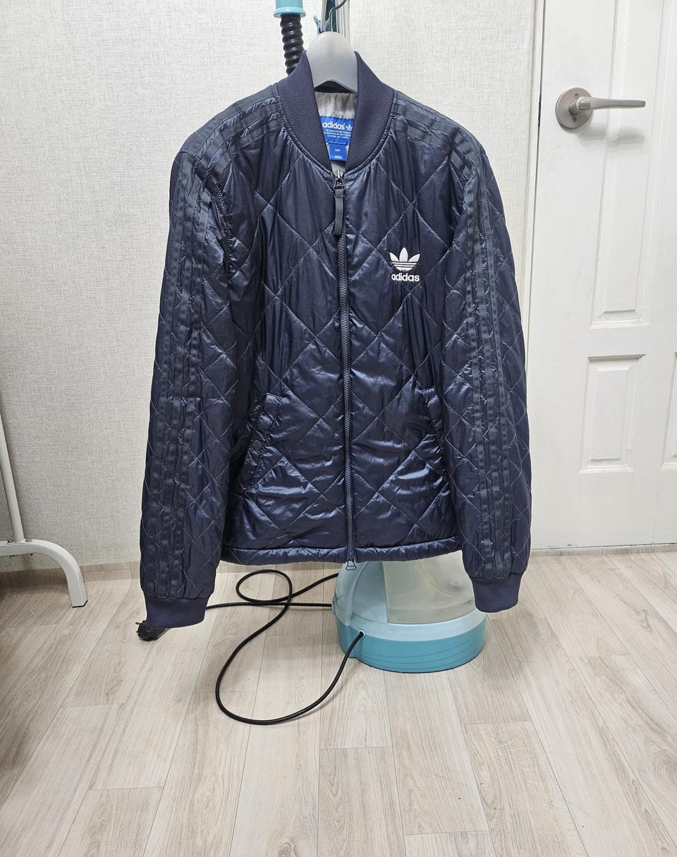 (95)M ☆초대장급☆ 아디다스 슈퍼스타 2중지퍼 [다크네이비] 퀼팅자켓