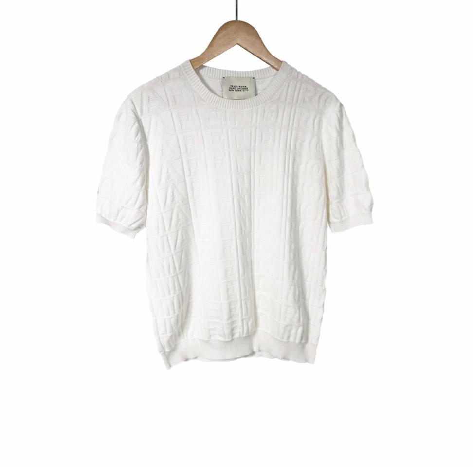 [50] 펜디 x 마크 제이콥스 남성 FF로고 반팔 니트 티셔츠 화이트