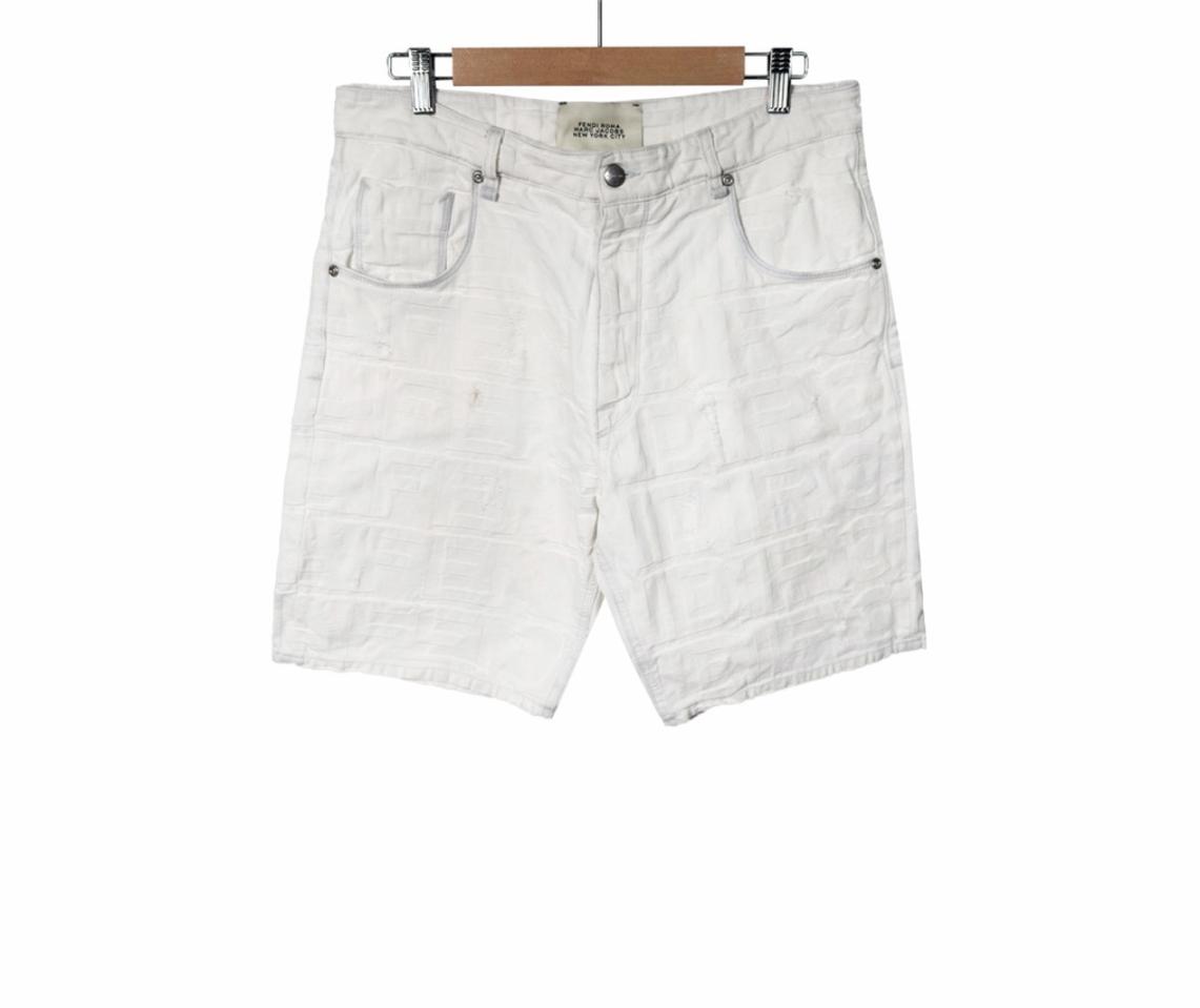 [34] 펜디 x 마크 제이콥스 남성 FF로고 쇼츠 반바지 화이트