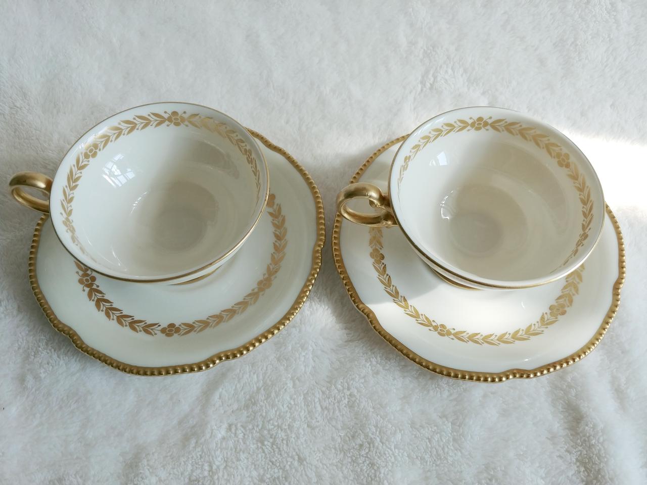 USA 앤틱 캐슬턴 로렐 castleton laurel 골드리프 찻잔2조