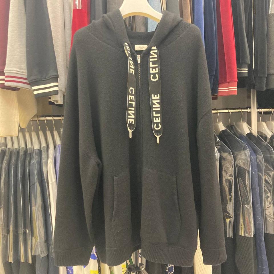 셀린느 캐시미어 블랙 후드집업 XL