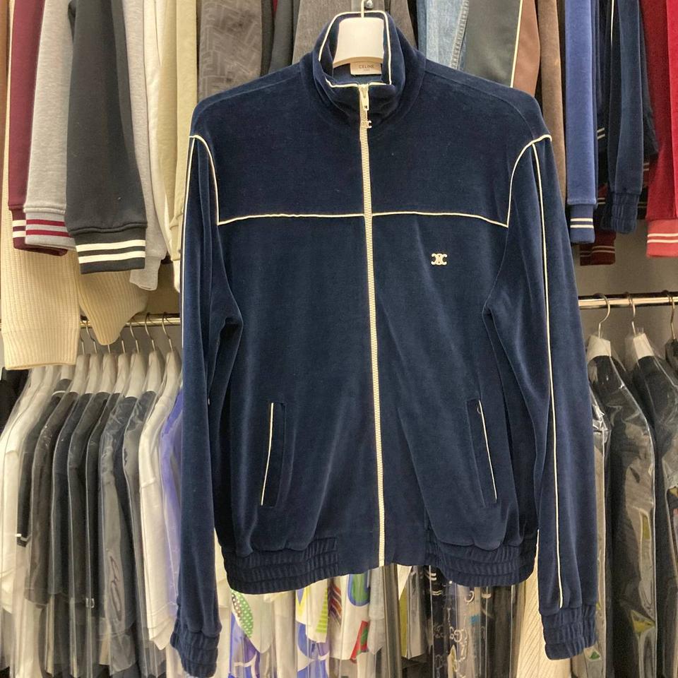 셀린느 트리오페 네이비 벨벳 집업 L