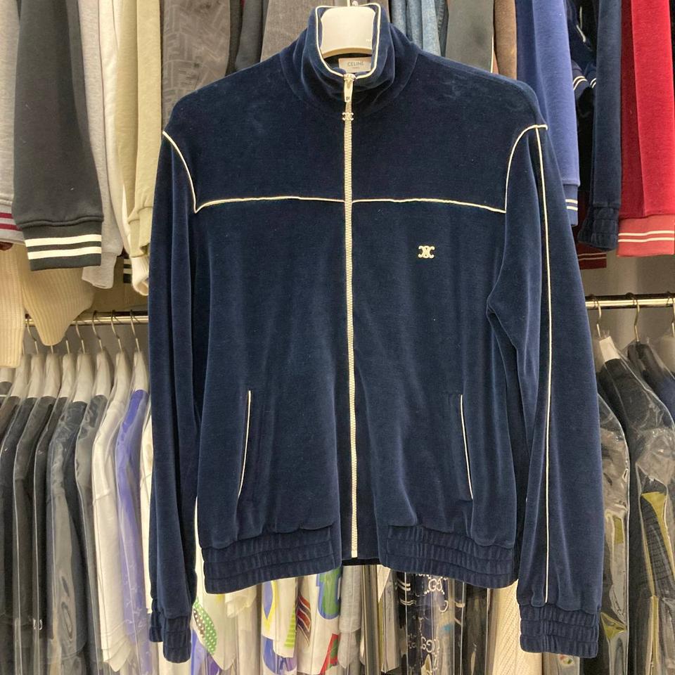 셀린느 트리오페 네이비 벨벳 집업 M