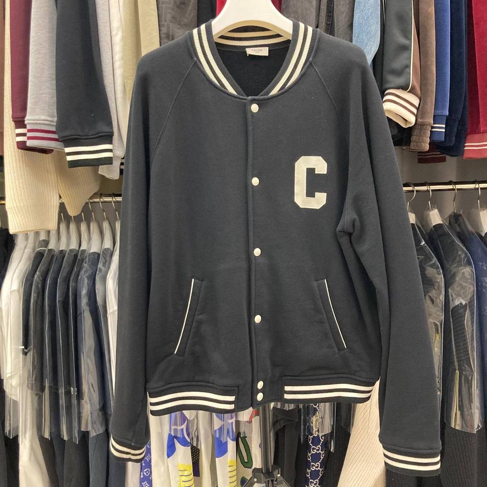 셀린느 로고 테디 봄버 블랙 블루종 자켓 XXL