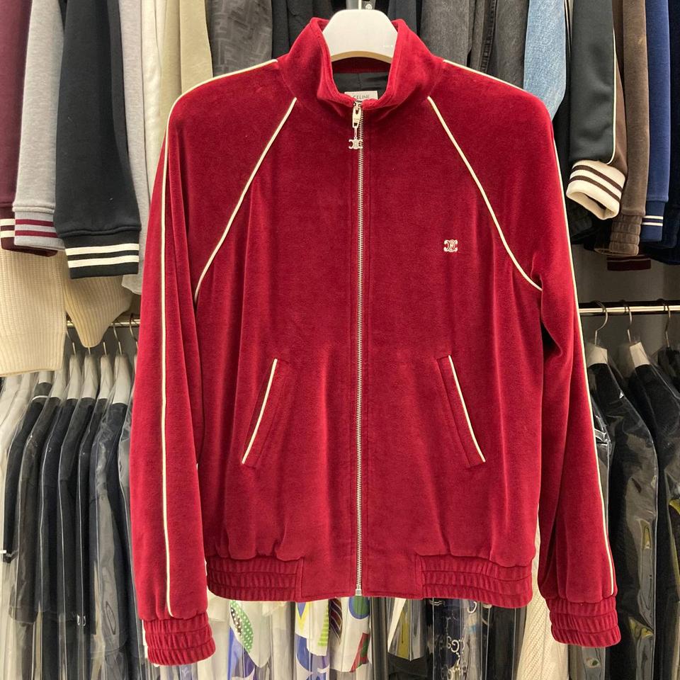 셀린느 트리오페 버건디 벨벳 집업 M