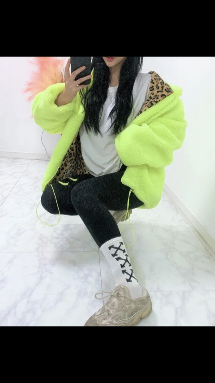 새상품/형광 호피 양털 후리스