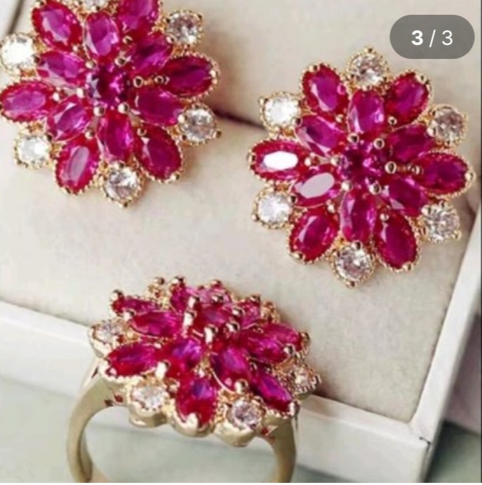 루비반지,  루비귀걸이 셋트