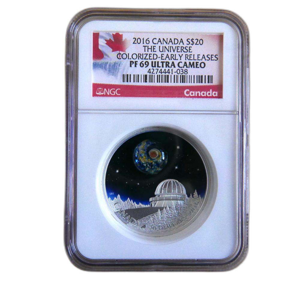 카나다  2016 붕규산 유리로 만든 우주 1온스 실버 코인