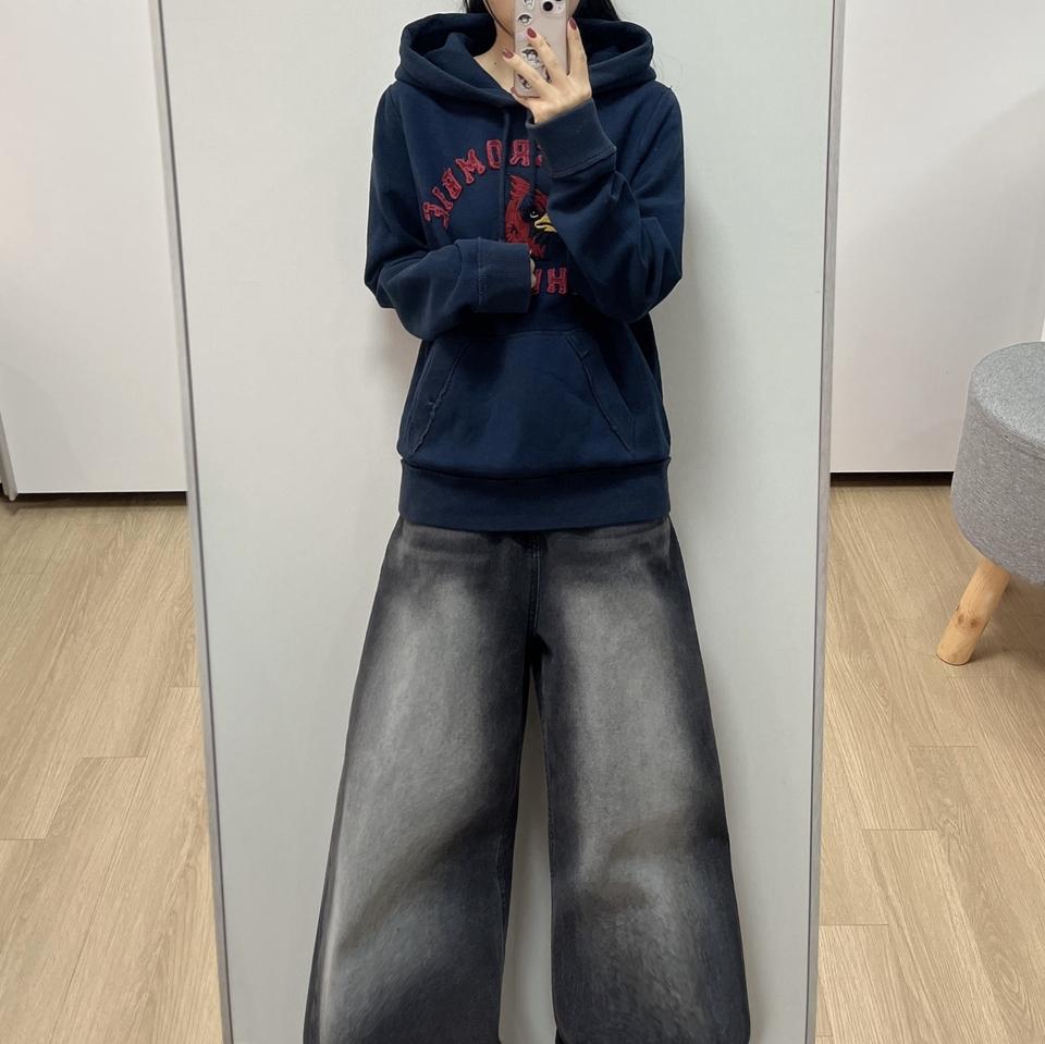 아베크롬비 자수로고 다크네이비 후드티