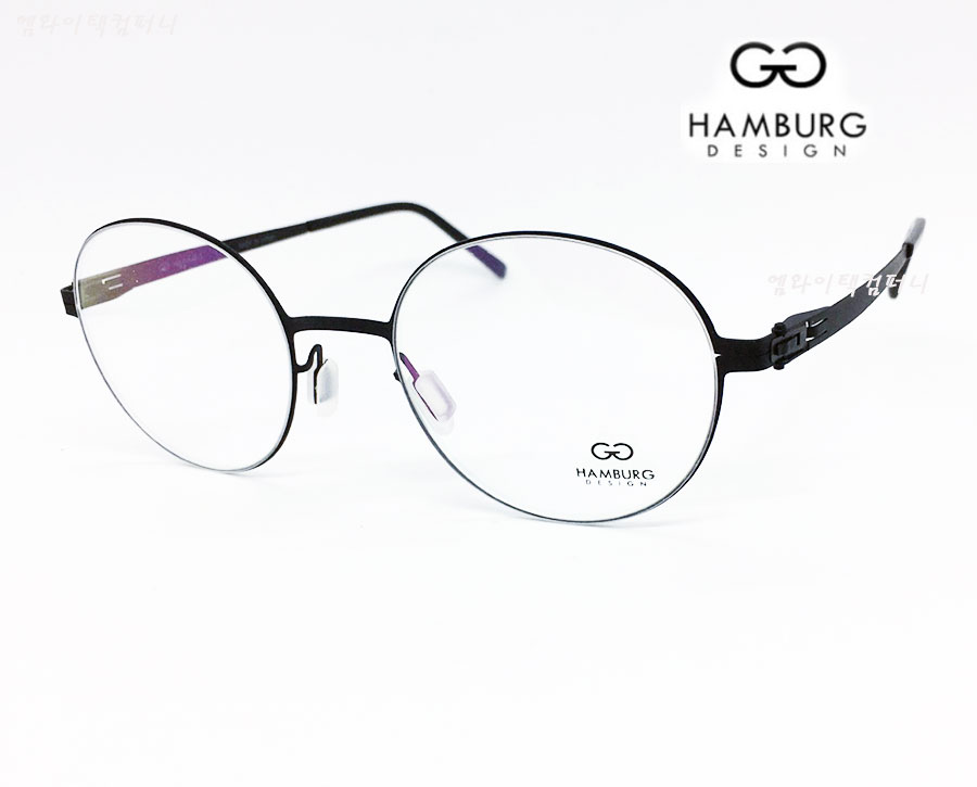 함부르크 디자인 블랙 초경량 안경테 나사없는 역산각 h9658 새제품