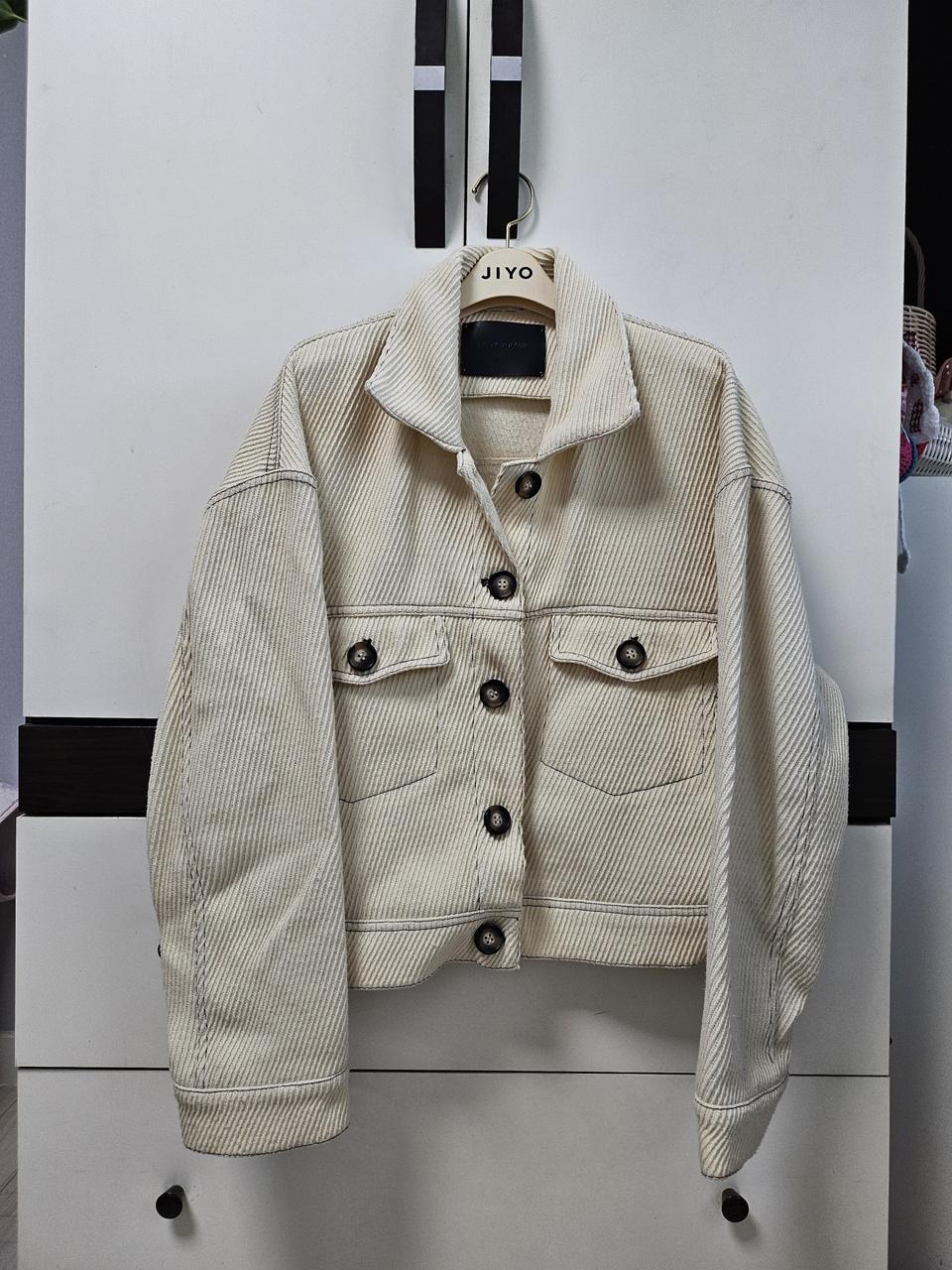 아이보리 옐로우 코듀로이 골덴 버튼 자켓
