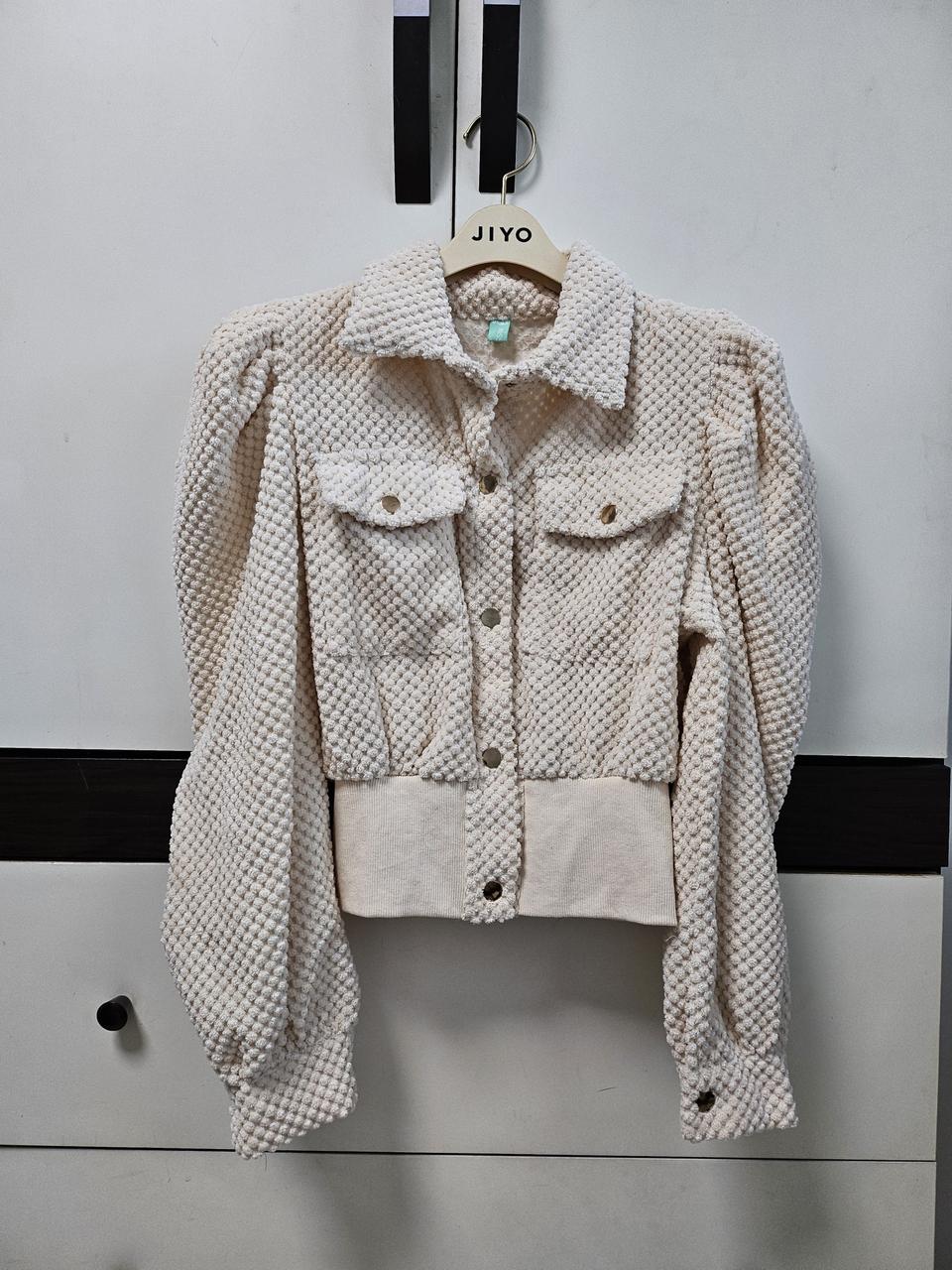 아이보리 베이지 스웨이드 버튼 자켓