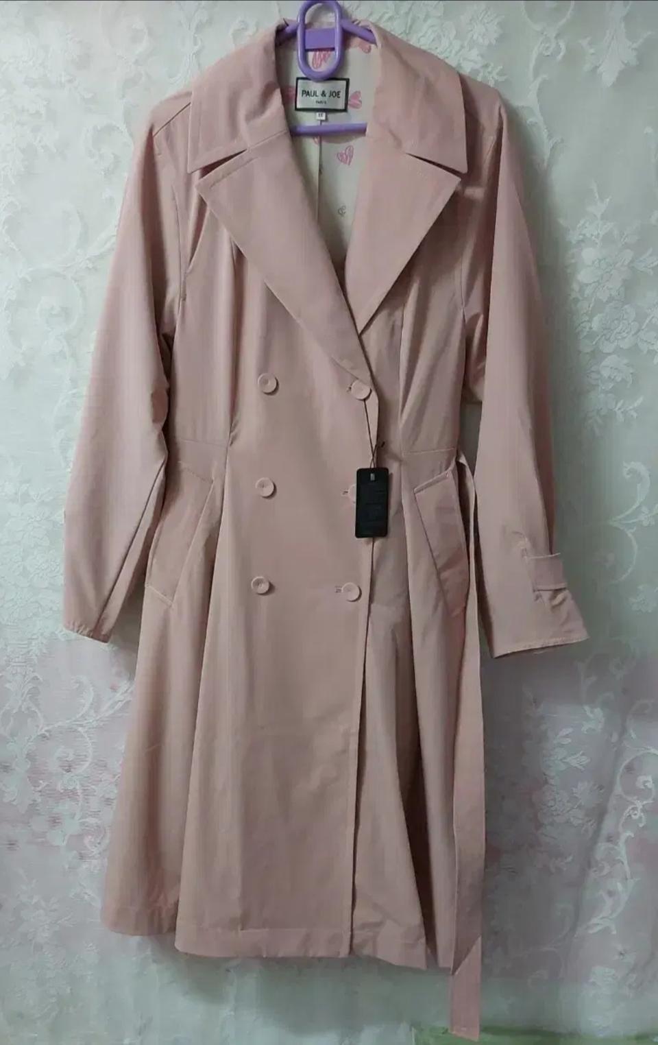 핑크 원피스형 롱 트렌치코트 55