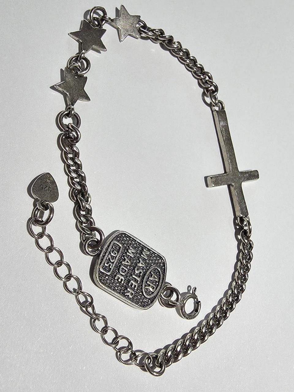 실버925 십자가, 별, 체인 팔찌