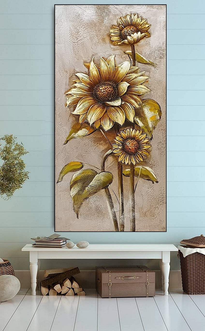 재물과 행운이 들어온다는 황금 해바라기 유화 액자  빅사이즈, 새제품