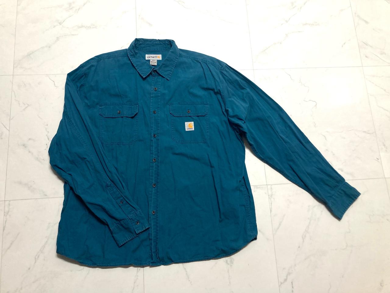 칼하트 오버핏 그린블루 워크 셔츠 남방 110-115