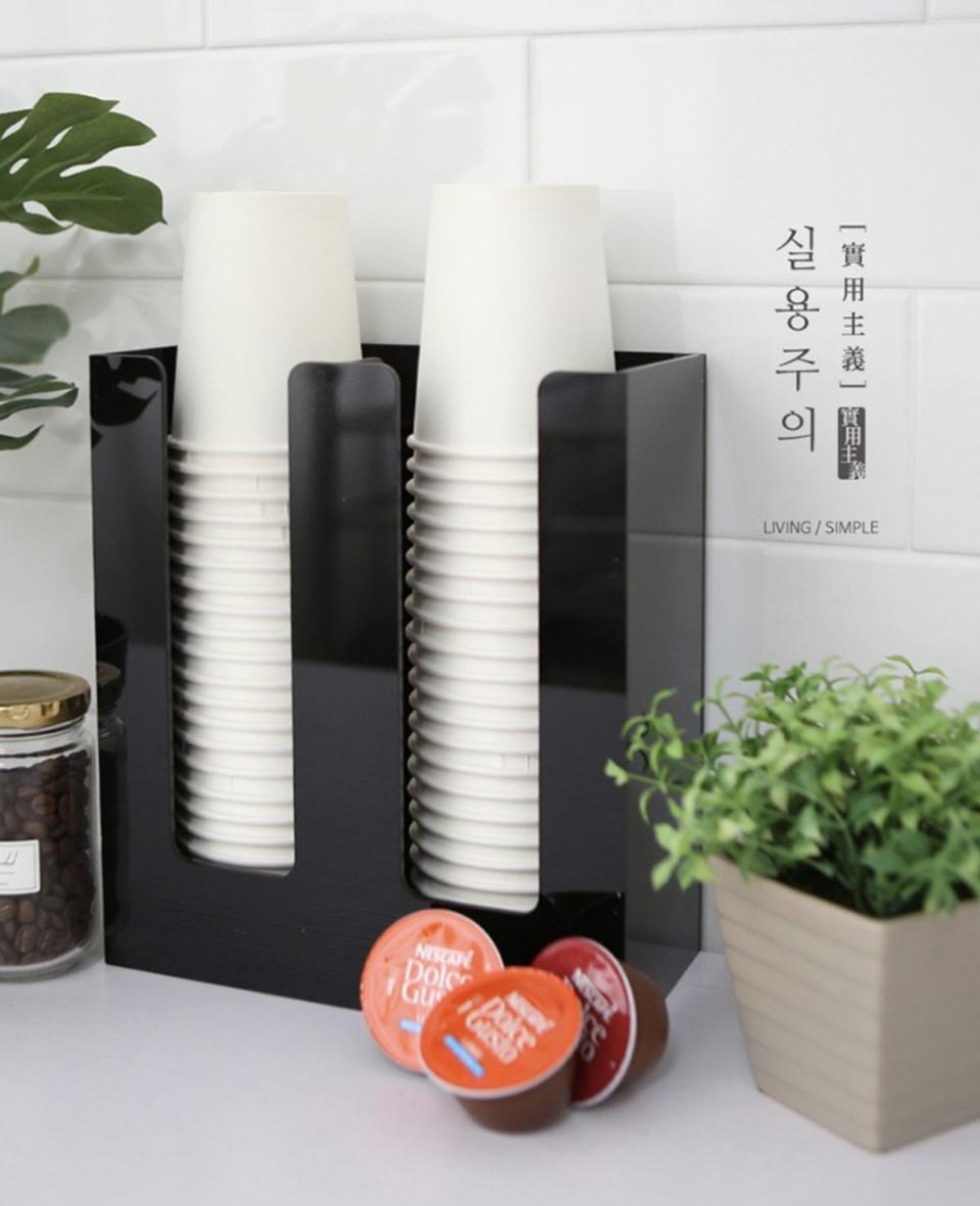 블랙 종이컵 디스펜서 2구