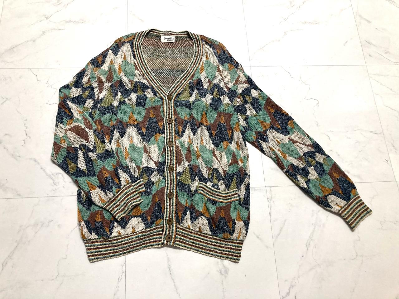 90s 미쏘니 스포츠 에스닉 니트 가디건 105-110