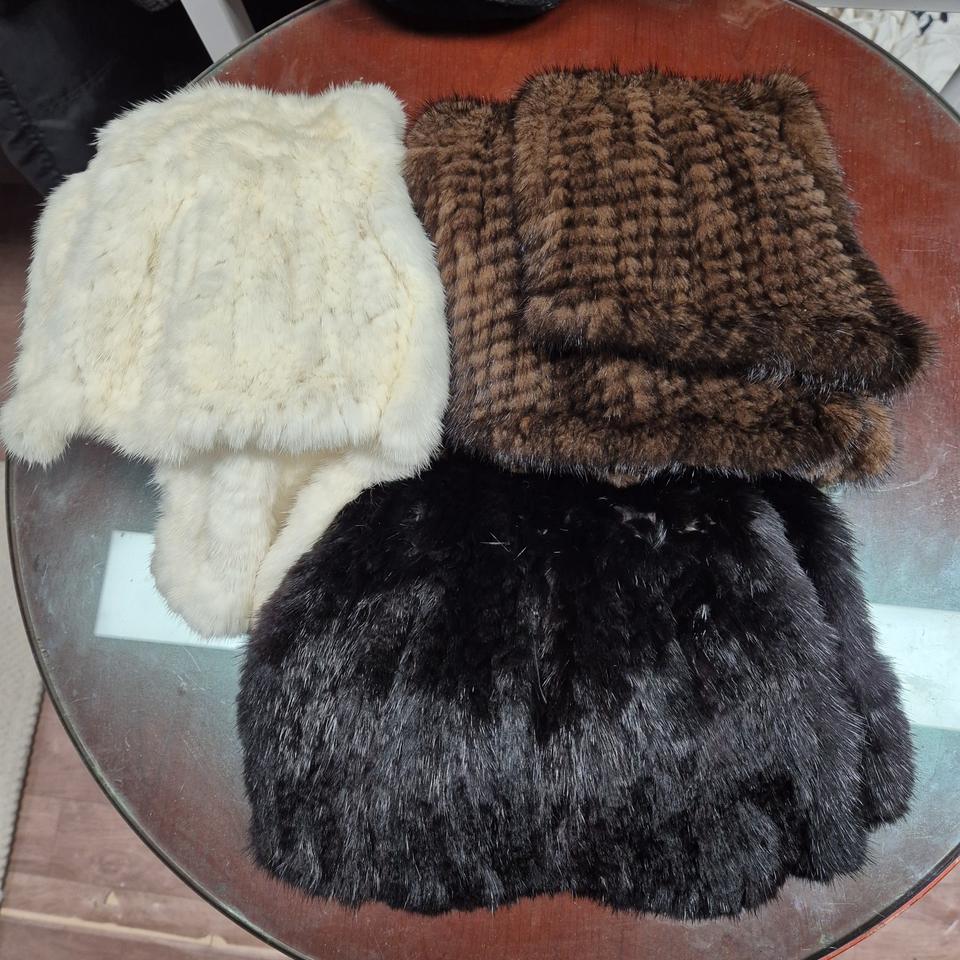 밍크 털 목도리 / 머플러 (화이트/브라운/블랙)