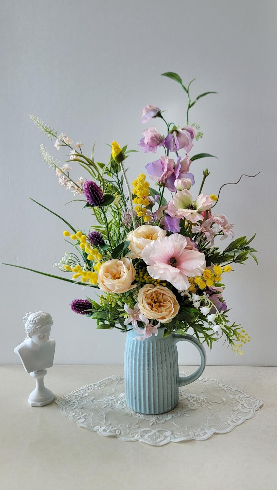 (새상품)고급 프렌치스타일 조화꽃과 화병세트