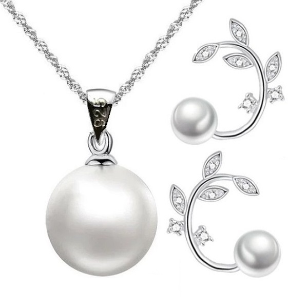2-84. 목걸이&귀걸이 세트/담수 진주/925 스털링 실버