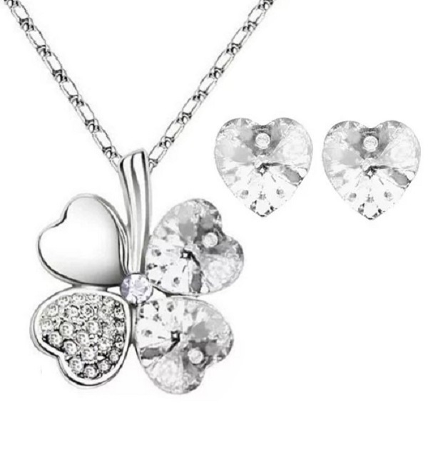 94. 목걸이&귀걸이 세트/18KRGP/오스트리아 크리스탈