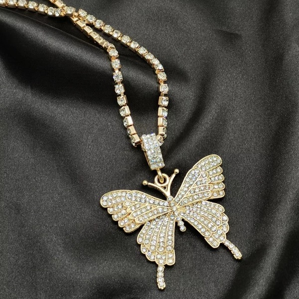 11-8. 합금/크리스탈 나비 펜던트 목걸이 (골든)