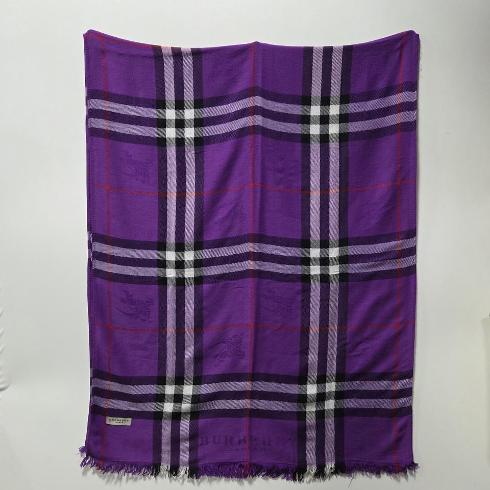 버버리 퍼플 체크 캐시미어 머플러 26013002
