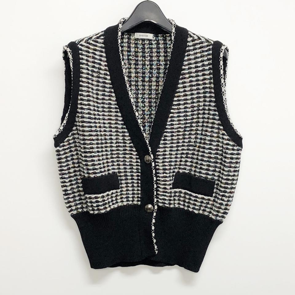 시스템 트위드 니트 베스트/여성90/칠팔구제