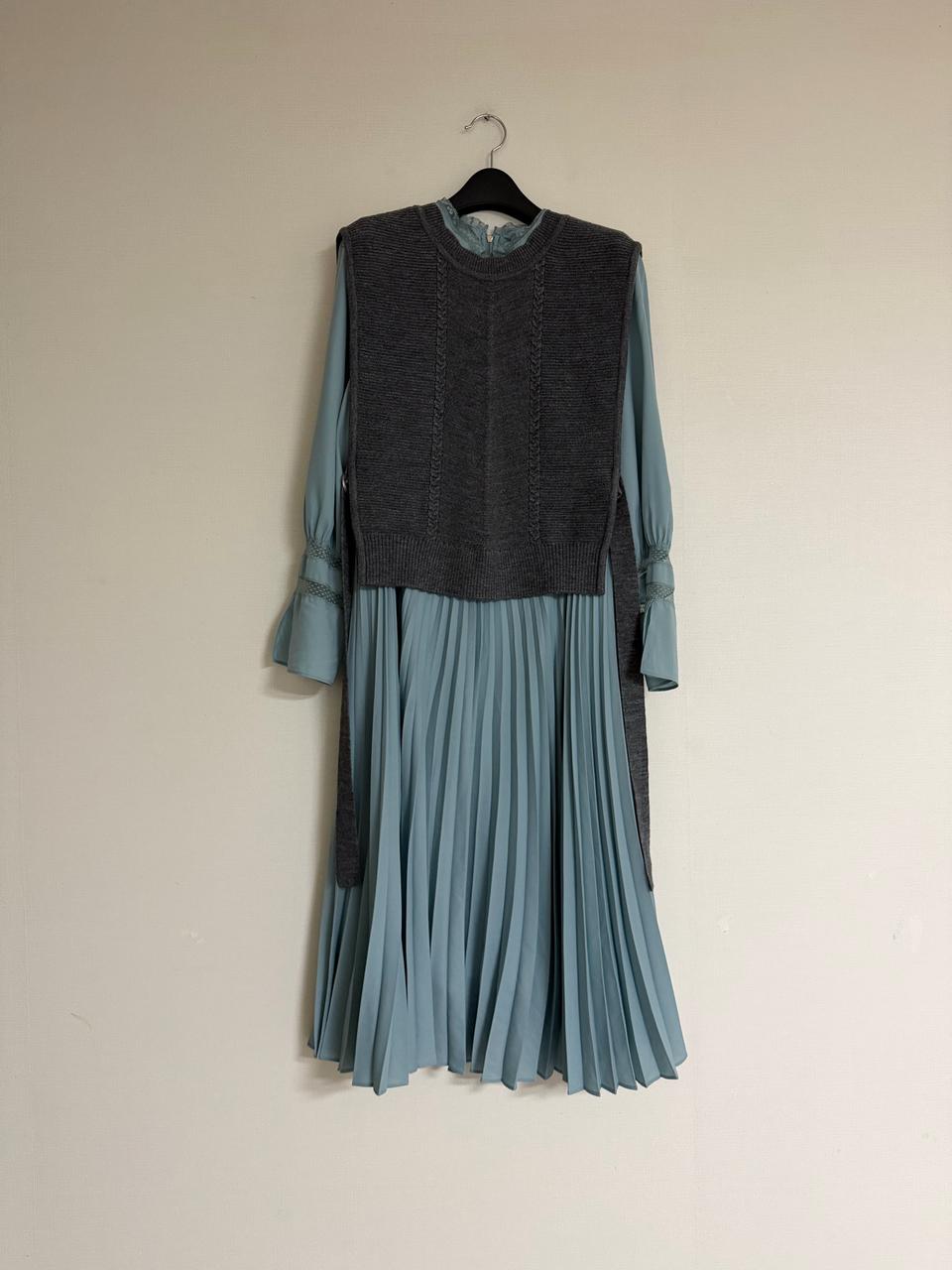 레니본 플리츠 원피스