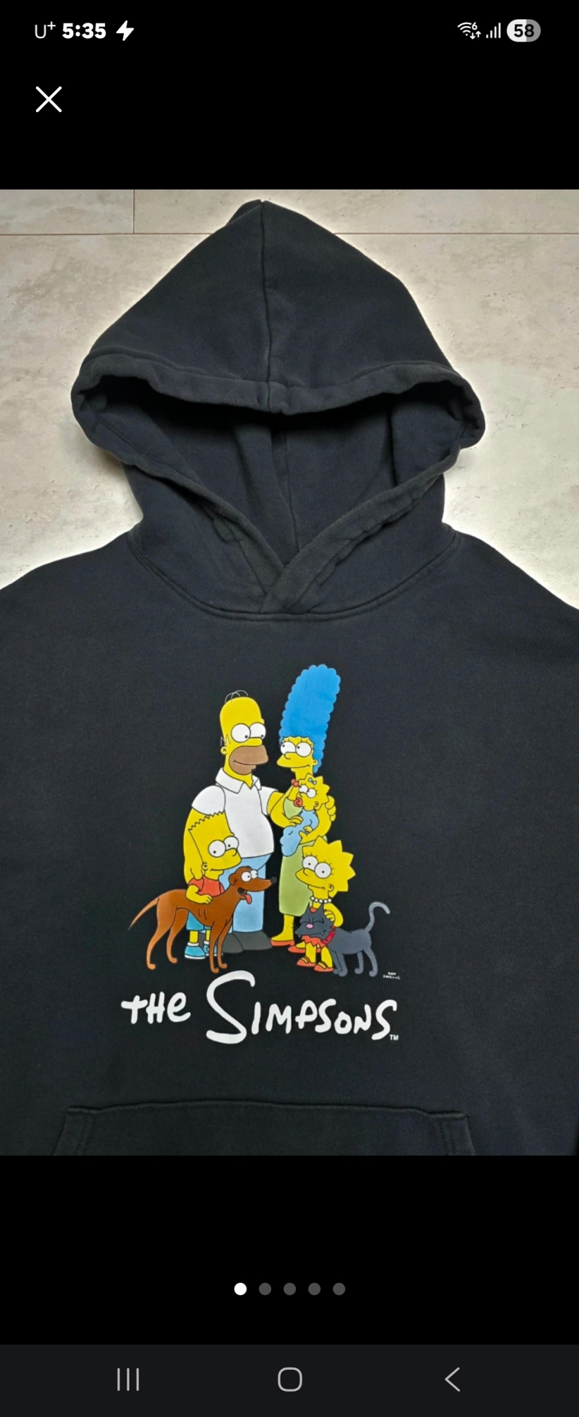 H&M 심슨가족 2xl (105-110) 블랙 기모 후드티 트레이닝
