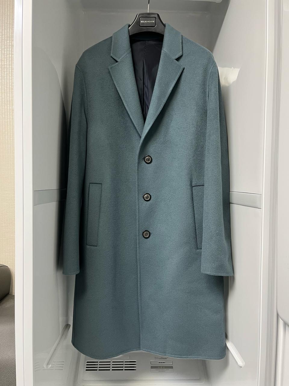 솔리드옴므 블루 세미오버핏 핸드메이드 캐시미어 코트 48사이즈