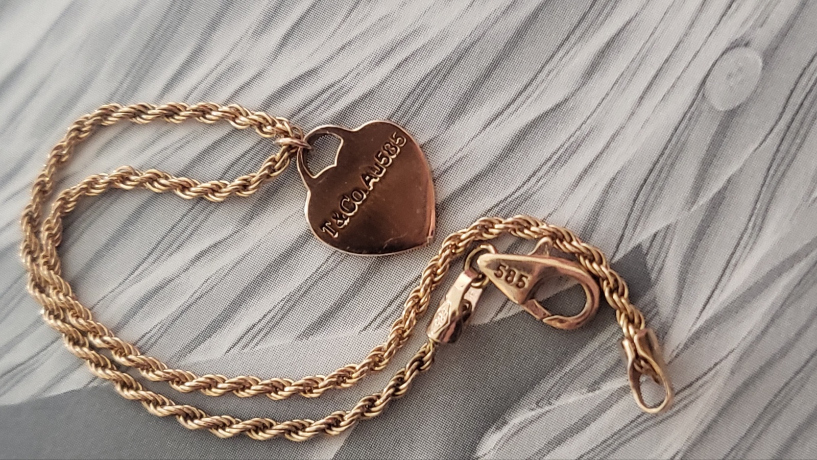 14k 하트참 팔찌 16.5 로즈골드