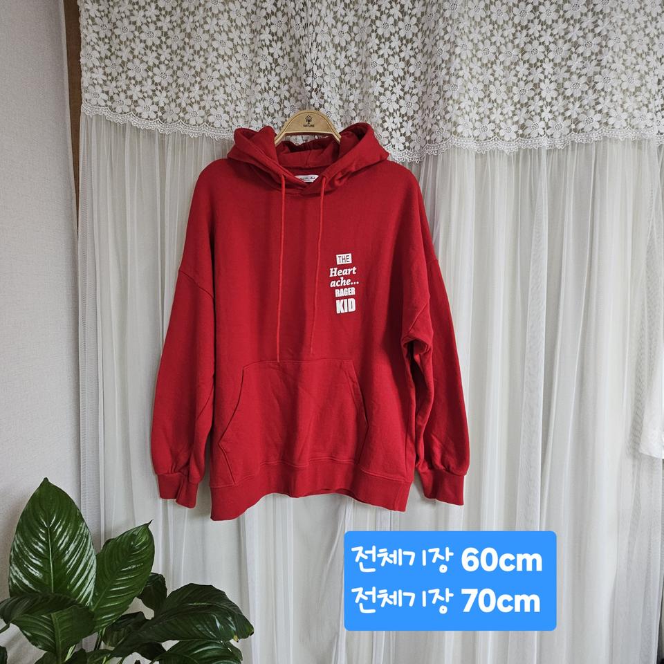 빨간색 곰돌이 오버핏  후드티