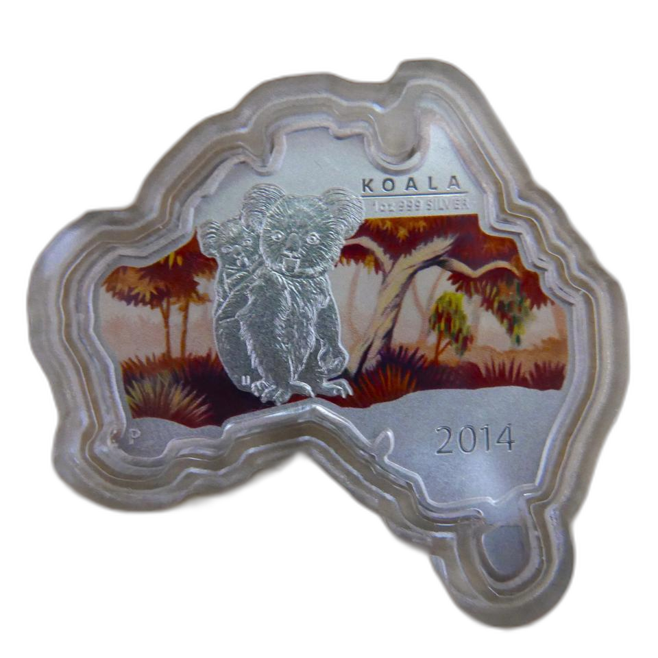 호주 2014 Map Shaped Koala Silver Coin