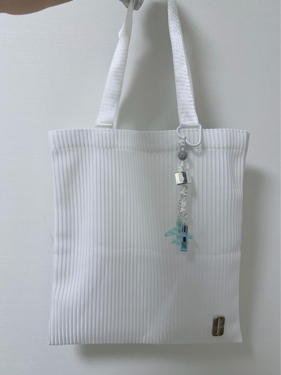 크리니크 줄무늬 화이트 에코백 숄더백