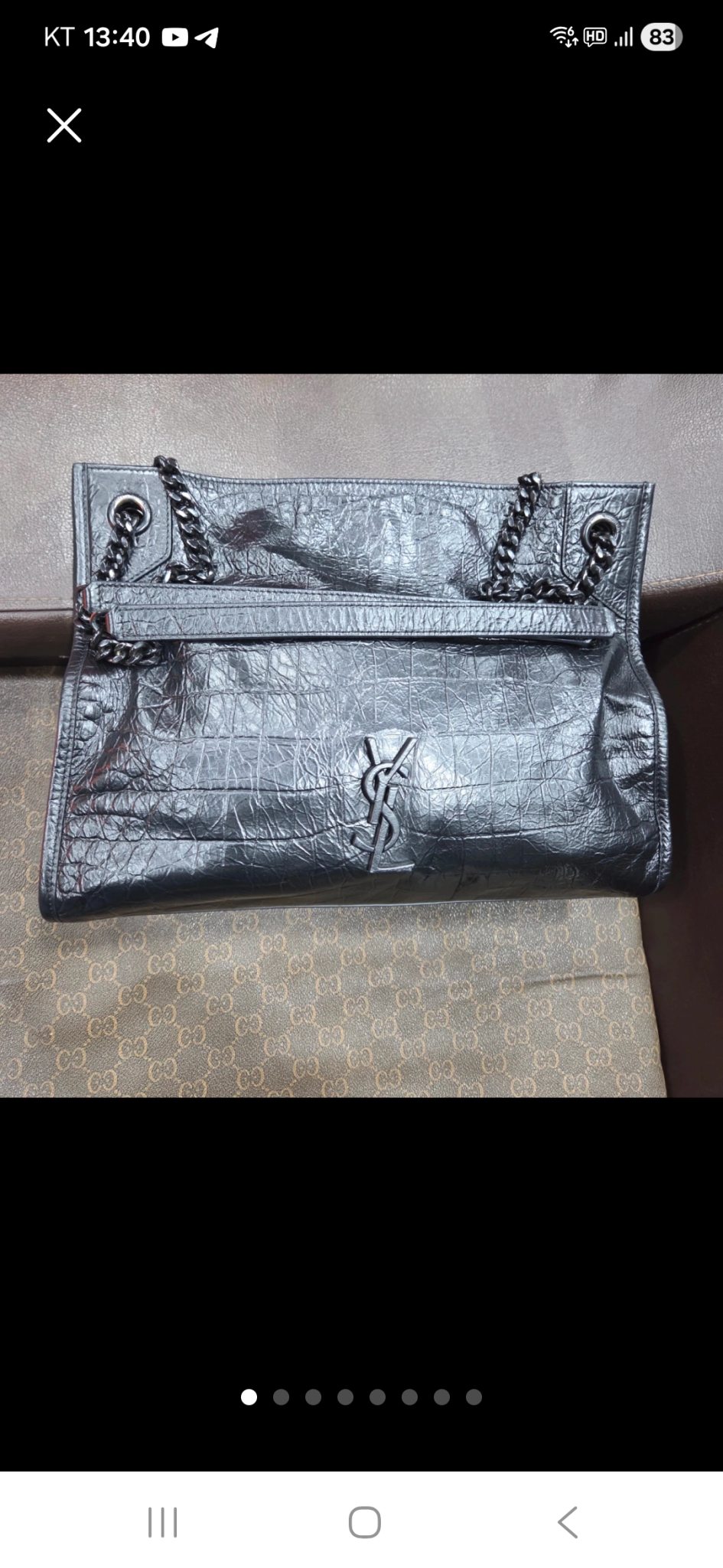 생로랑 니키 크로커다일 엠보 숄더