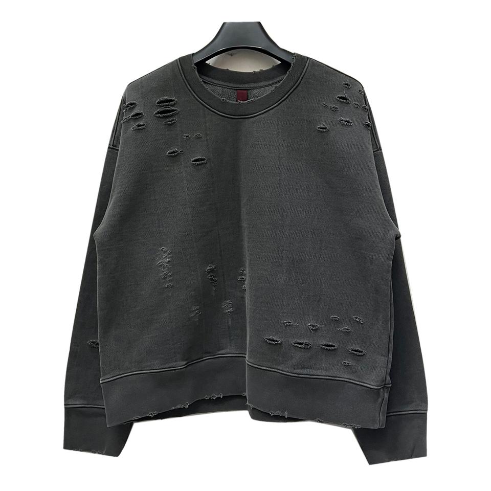 어텐션로우 디스트로이드 워싱 피그먼트 맨투맨 0사이즈