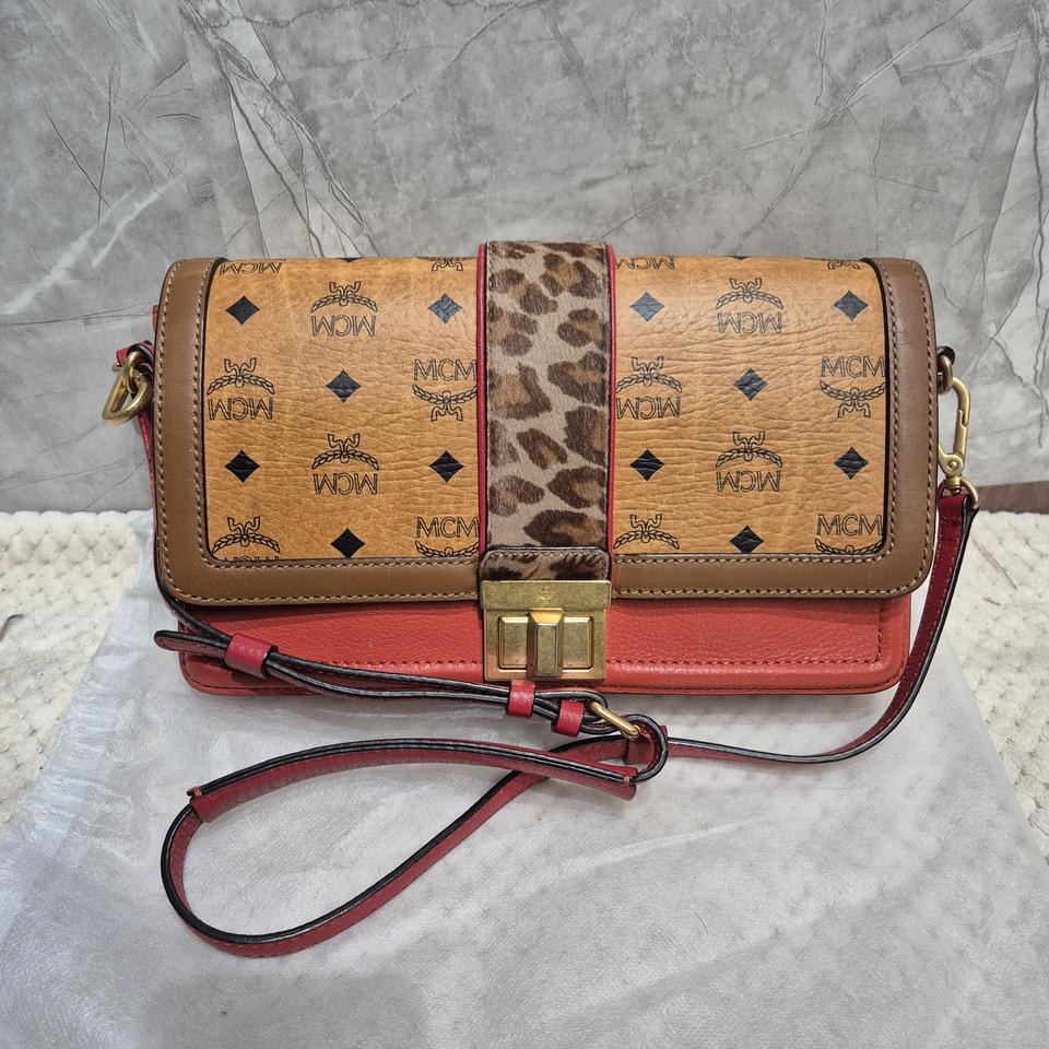 MCM 로고 가방 레오파드 스트랩