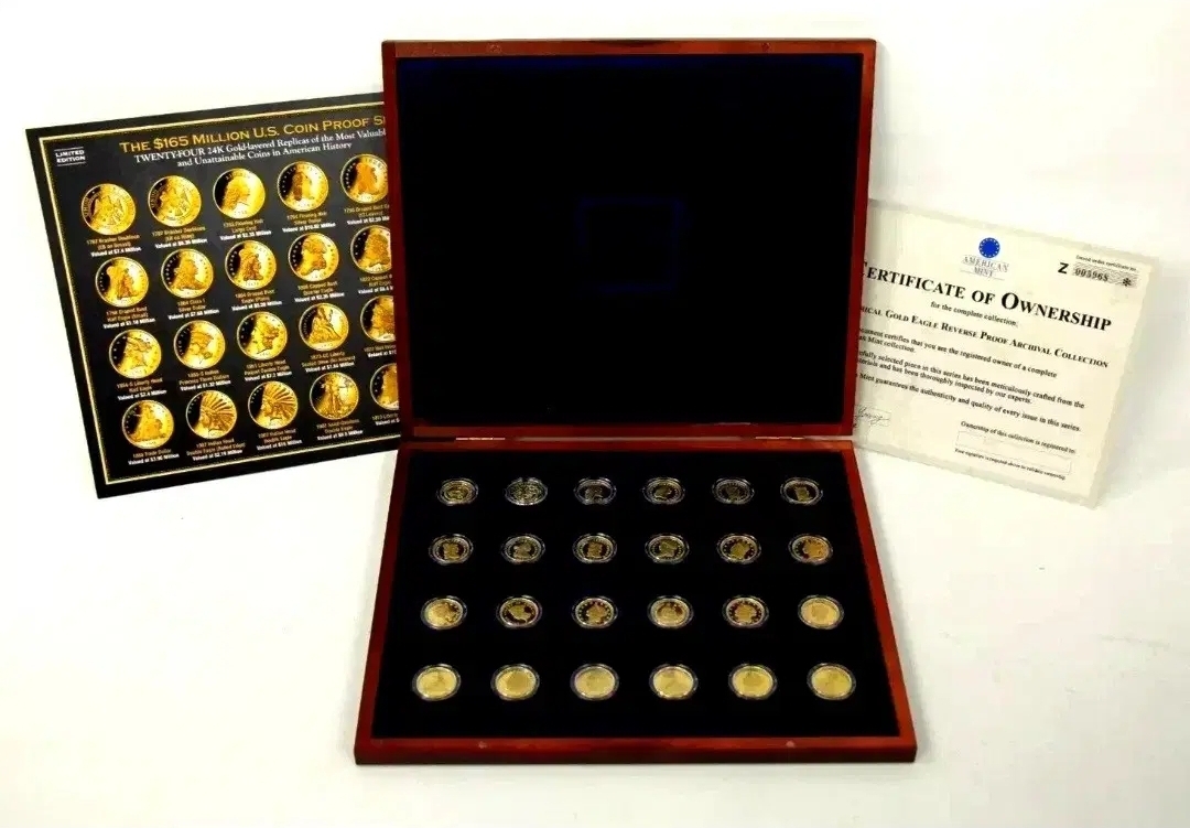 보기힘든 귀한 역대 미국의 고전 주화 기념  24k금도금 24종 풀세트