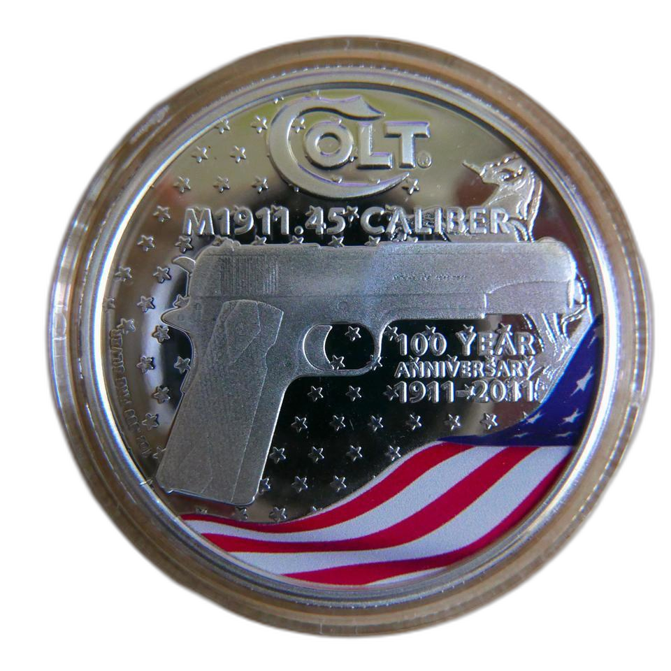 2011 콜트 M1911. 100주년 기념 1온스 실버 코인