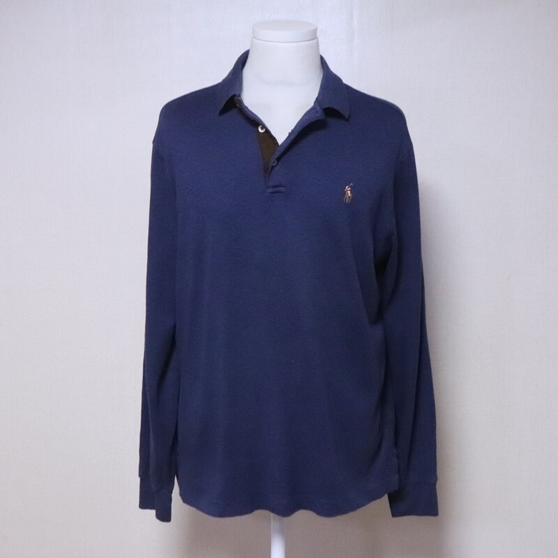 폴로 남성100 네이비 긴팔 카라 티셔츠