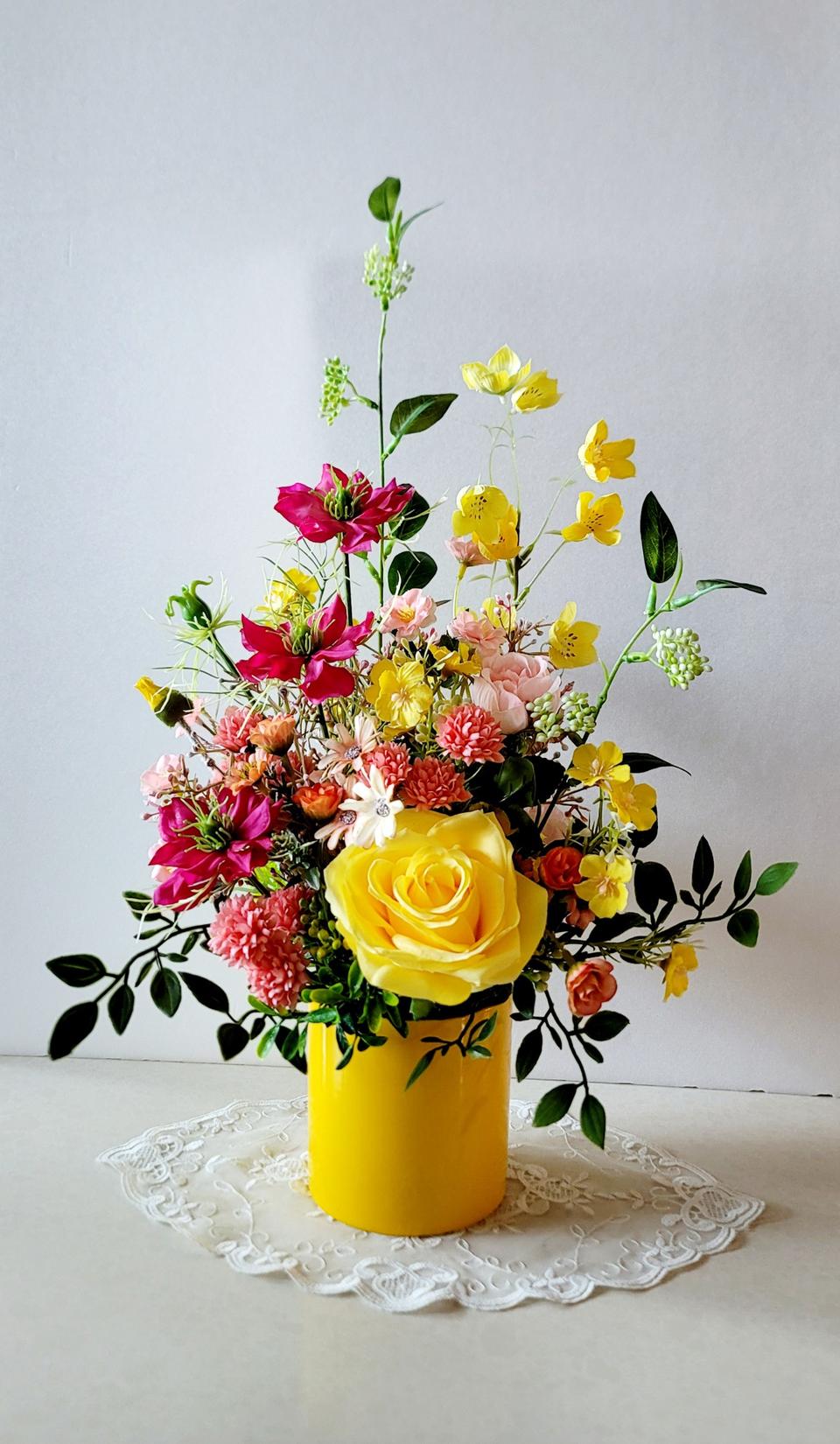 (새상품)고급 옐로우톤 화분세트/인테리어소품