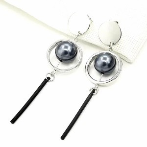 56. 실버 합금/인조 흑진주 핸드메이드 드롭 귀걸이